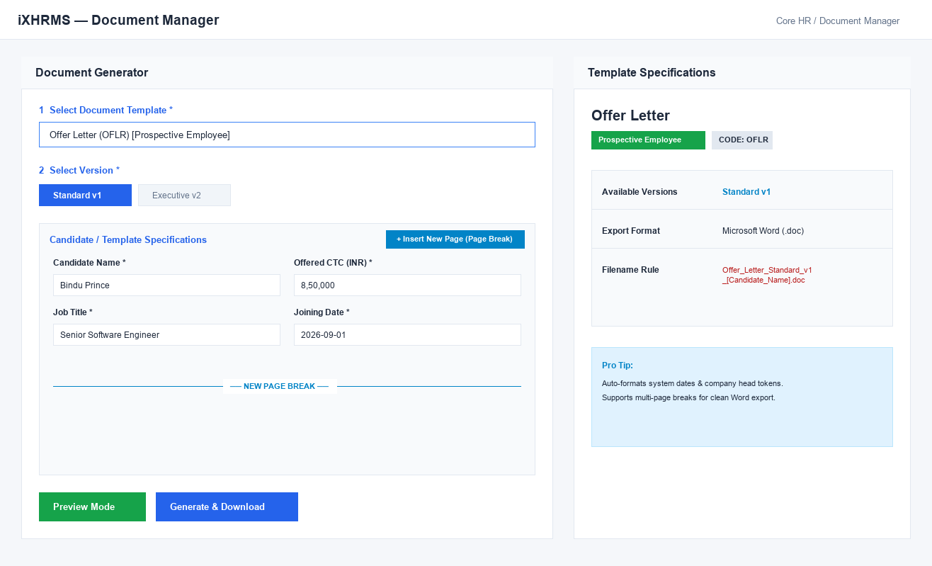 Document Manager and Templates