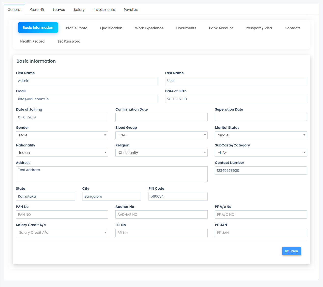 Employee self-service portal