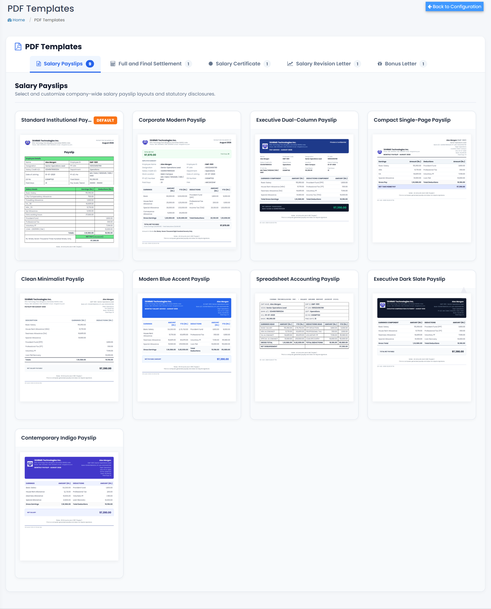 PDF Payslip Style Template Builder
