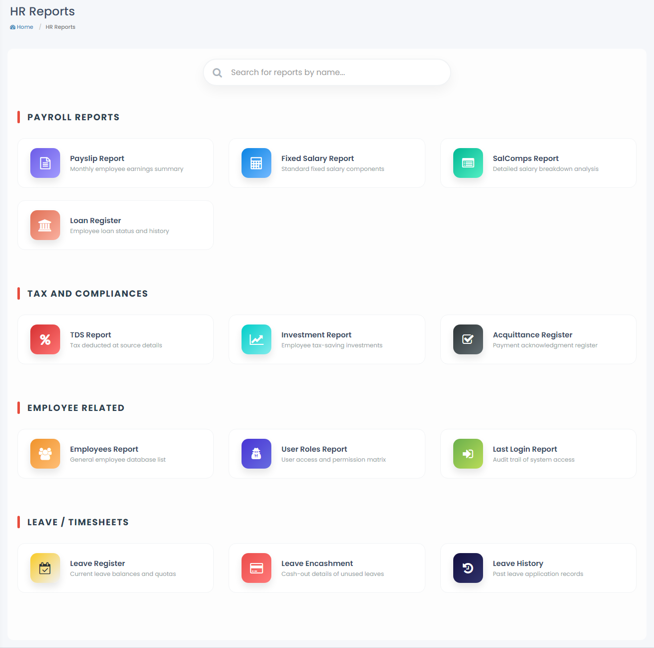 Reports catalogue