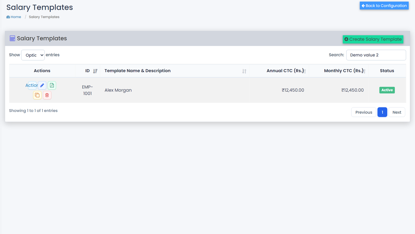 Salary Templates and CTC Structure Builder